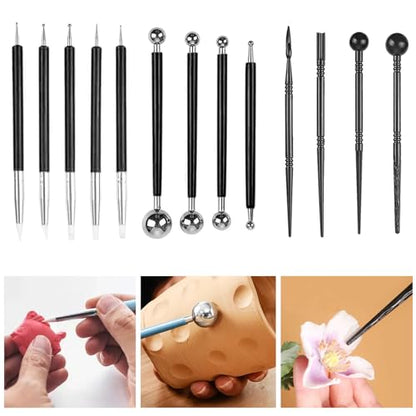 Yayatty Polymer Clay Tools, Acrylic Clay Roller, Acrylic Sheet, Rotary Cutting Mat, Round Polymer Clay Cutters with Clay Slicer Blade for Pottery and Sculpture, 42 PCS - color: 27 PCS