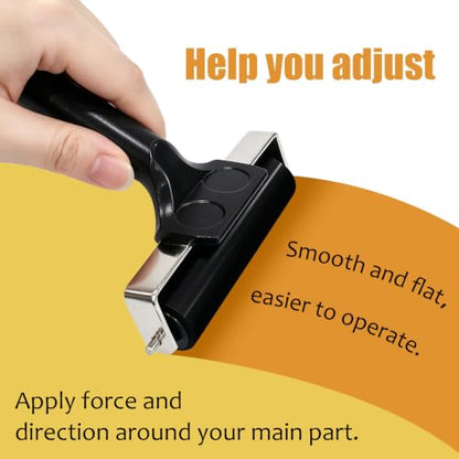 Hzampsun 8 Sets Brayer Roller,Black Rubber Printmaking Roller with Comfort Grip Handle,Professional Stainless Steel Core Brayer Rollers for Printing Painting Crafting Gluing Stamping Tools