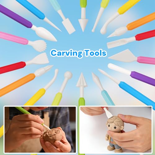 Acantha 27PCS Double-Ended Clay Tools Set, Colorful Sculpting Tools for Pottery, Polymer & Air Dry Clay, Ceramic Modeling Kit for Adults Kids Beginners