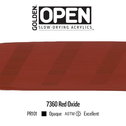 GOLDEN OPEN Slow-Drying Acrylics, Red Oxide, 2 fl. oz. Tube - color: Red Oxide, size: 2 Fl Oz (Pack of 1)