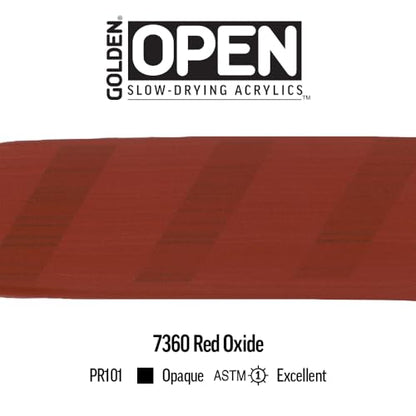 GOLDEN OPEN Slow-Drying Acrylics, Red Oxide, 2 fl. oz. Tube - color: Red Oxide, size: 2 Fl Oz (Pack of 1)