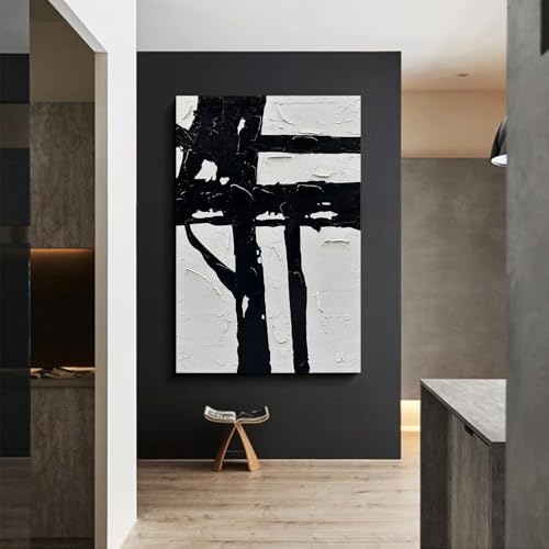 NANKAI Art Hand-drawn black and white abstract decorative oil painting - color: NKHB009