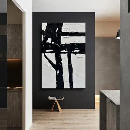 NANKAI Art Hand-drawn black and white abstract decorative oil painting - color: NKHB009