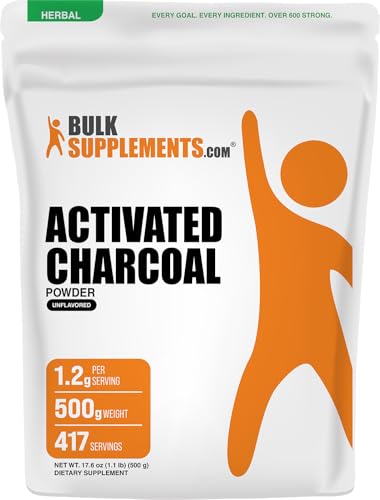 BulkSupplements.com Activated Charcoal Powder - from Coconut Charcoal, for Teeth Whitening - Vegan & Gluten Free, 1.2g per Serving, 500g (1.1 lbs) (Pack of 1) - size: 1.1 Pound (Pack of 1)