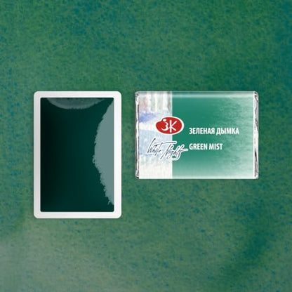 White Nights Extra Fine Artists Grade Professional Granulated Watercolor 2.5 ml Full Pan By Nevskaya Palitra (Green Mist) - color: Green Mist