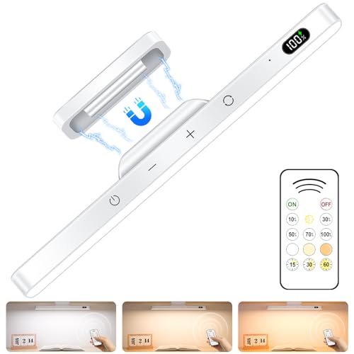 Ferswe 3W Rechargeable Light Bar with Remote Control, 3 Color Adjustable Mirror Lights, 2000mAh Battery Makeup, Touch for Cabinets, Magnetic Stick On for Closet, Kitchen