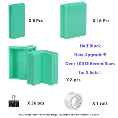 Adjustable Mold Housing Kit for Silicone Mold Making Upgraded 2 Sets | Easy DemoldingBox - Free Combination & Tierable- Ideal for Silicone/Soap/Wax Molds - Half Pieces Upgraded - size: Upgraded 2 Sets