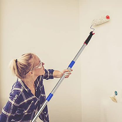 FLY HAWK Paint Roller,4 FT Brush kit Multi-Function Paint Roller kit with House Paint Roller Brush Stainless Steel Pole, New Splicing Rod, Mural Brush for Walls and Ceiling (White) (4 FT) - size: 4 Feet