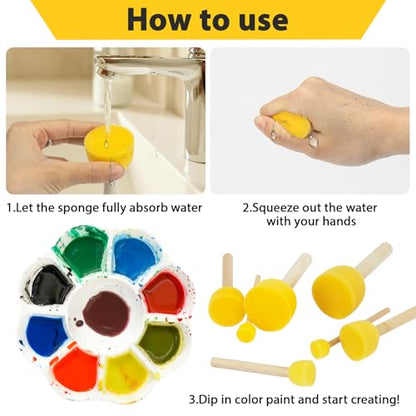 MAQIHAN 32 Round Sponge Paint Brush - Circle Foam Paint Brushes (4 Sizes) | Paint Sponges, Crafting Tools Supplies for Stencils Painting, Acrylic Painting, Dot Painting