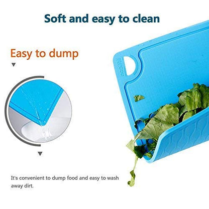 Liflicon Extra Large Thick Silicone Cutting Boards for Kitchen 14.6'' x 10.43'' Flexible Cutting Chopping Boards/Mats Non-slip Deep Drip Juice Groove, Dishwasher Safe-Blue - color: Blue, size: 14.6"L x 10.4"W