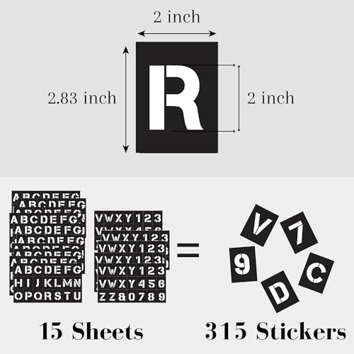 2 Inch Letter Stencils Numbers Templates 315 Adhesive Stencils for Painting, Glass Etching & Wood Burning Sticker Stencil Letters Numbers for DIY Crafts, Fabric, Mailbox, Art Projects, etc (CleaStik) - style: 2 inch CLEASTIK