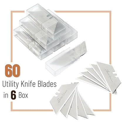 Bates- Utility Knife Blades, 60 Pack, Silver, Carbon Steel, Replacement Blade for Box Cutters with Plastic Case - color: Silver in Boxes, size: 60 Pack