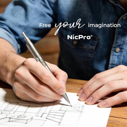 Nicpro 8 Pack Mechanical Pencil 0.7mm, MB1000 Metal Mechanical Pencil Set | 6 Tube HB #2 Lead Refill 0.7 mm, 3PCS 4B Eraser, 9 Cap Eraser with Case for Artist Drafting Writing, Sketching, Drawing - style: 8 Pack （0.7mm）