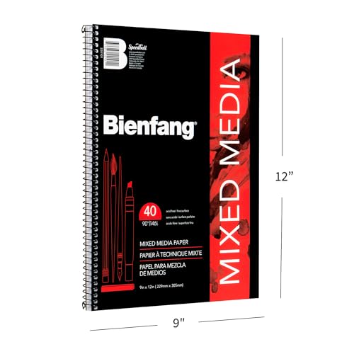 Bienfang Mixed Media Pad, 9x12 Inches (2-Pack) 40-Sheets Artist Paper, Spiral-Bound Sketchbook, 90lb,146gsm - size: 9 x 12 Inches (2-Pack)