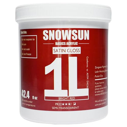 SNOWSUN Heavy Body Acrylic Paint, 1L (40oz) Bulk Cadmium Red - Non Toxic Artist Grade Thick Paint for Canvas, Wood, Ceramic & Crafts - color: red
