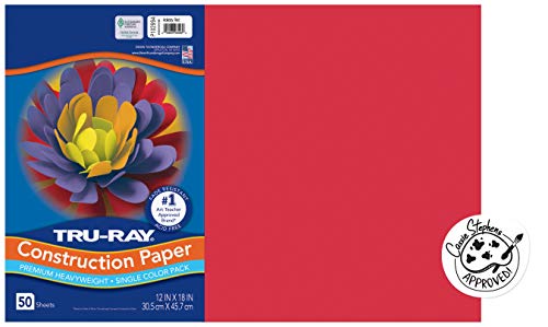 PACON Tru-Ray Sulphite Construction Paper, 12 x 18 Inches, Red, 50 Sheets (102994) - color: Holiday Red, size: 12" x 18", style: 50 Count (Pack of 1)