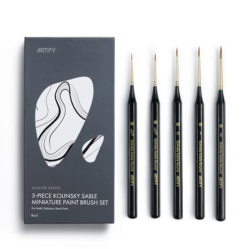 Artify Detail Paint Brushes, 100% Kolinsky Sable Micro Paint Brushes - Master Series, Ultra Fine Tips Paint Brush Set, High Precision for Models/Crafts, Detailing for Watercolor, Gouache & Ink - color: Black
