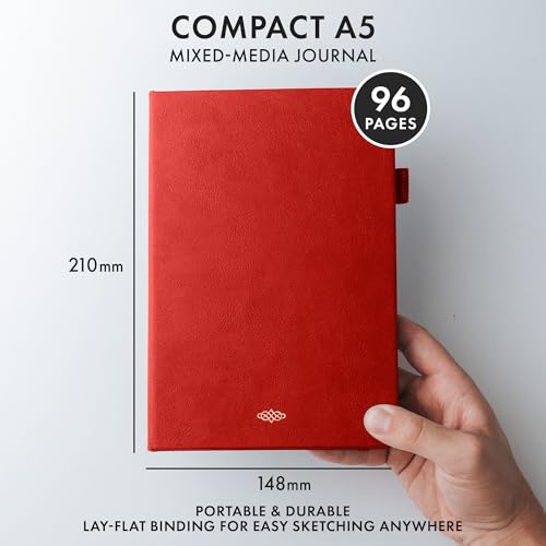 Wordsworth & Black Mixed Media Journal, 96 Pages, A5 Paper, Red - color: Red