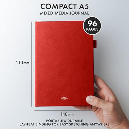 Wordsworth & Black Mixed Media Journal, 96 Pages, A5 Paper, Red - color: Red
