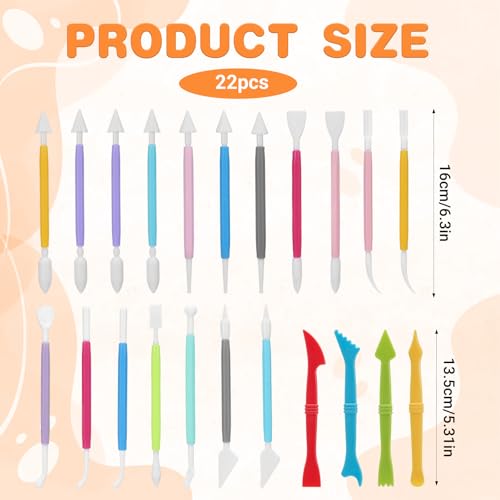 22 Pcs Clays Tools Sculpting Air Dry Clay Tools, Double-Ended Tool Kit Plastic Clay Tool for Adult Set for DIY Pottery Shaping Dotting Modeling Molding Polymer Clays Craft Supplies Accessories