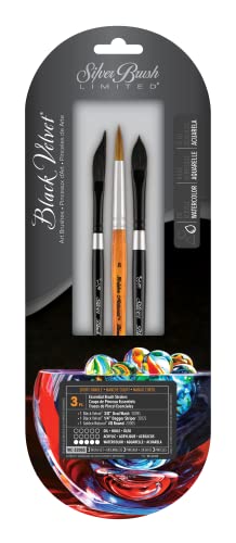 Silver Brush Limited Black Velvet Essential Brush Strokes Set, 3pc - color: Essential Brush Strokes Set, size: 3 Pc