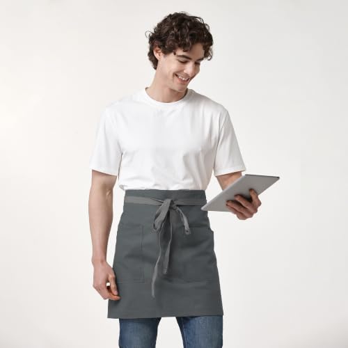 Waist Apron for Men Server Bistro Half 4251BY - color: Dark Grey, size: 1 Pack