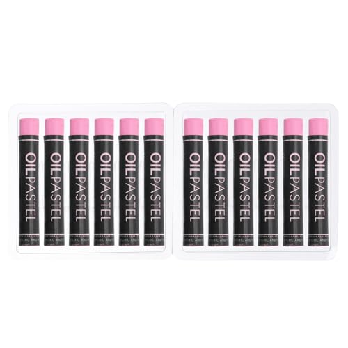 PATIKIL Pink Oil Pastels, 12Pcs Soft Oil Crayons Creamy Pastels Stick Art Supplies for Art Painting Drawing Blending Graffiti for Artists Beginners - color: Pink