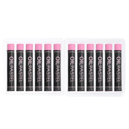 PATIKIL Pink Oil Pastels, 12Pcs Soft Oil Crayons Creamy Pastels Stick Art Supplies for Art Painting Drawing Blending Graffiti for Artists Beginners - color: Pink