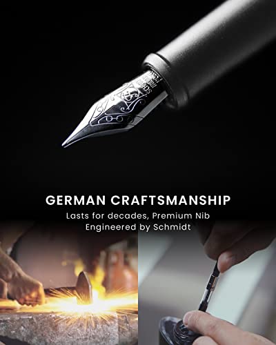 novium Hoverpen Future - Luxury Fountain & Rollerball Pen All-In Gift Box | Schmidt Nib (Fine), Converter, Extra Refill, Aerospace Metal, Best Pen Gift Set for Men & Women (Frost Silver) - color: Frost Silver, style: 2-In-1 Set