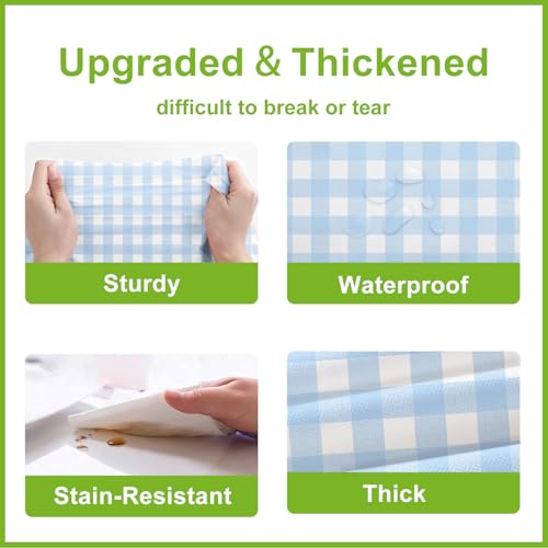 Oigco Light Blue Gingham Tablecloth - 54 x 108 Inches, Rectangle Disposable Light Blue Checkered Tablecloth, Picnic Table Covers for Dining/Camping/Picnic/Outdoor - color: Light Blue Gingham