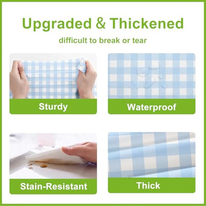 Oigco Light Blue Gingham Tablecloth - 54 x 108 Inches, Rectangle Disposable Light Blue Checkered Tablecloth, Picnic Table Covers for Dining/Camping/Picnic/Outdoor - color: Light Blue Gingham