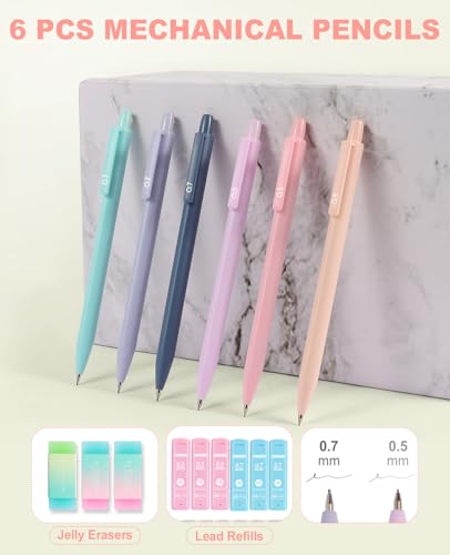 39PCS Aesthetic School Supplies with Cute Pencil Case, 5X Ballpoint Pens with Stylus Tip, 12X Pastel Highlighters, 6X Mechanical Pencil Set 0.5&0.7mm, Suit for Preppy School College Essentials(green) - color: Green