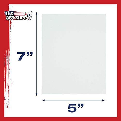 U.S. Art Supply 5 X 7 Inch Art Canvas Board Panels 12 Pack - 8 Ounce Heavyweight Cotton Acid Free Canvases for Painting Acrylics and Watercolor (1 Case of 12 Single Canvas Painting Panels) - size: 5" x 7"