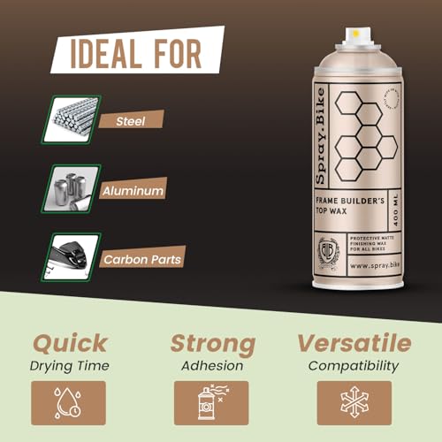 Spray.Bike Frame Builder's Top Wax - Clear | Spray Wax for Bike Protection | Bike Polish for Metal, Carbon, Wood | Bicycle Cleaning Tools | Easy to Use, Water-Repellant, Smooth Finish, 400ml - color: Clear