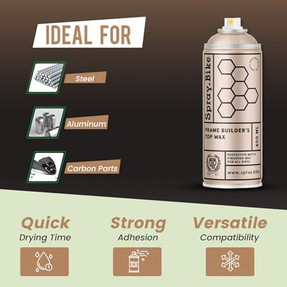 Spray.Bike Frame Builder's Top Wax - Clear | Spray Wax for Bike Protection | Bike Polish for Metal, Carbon, Wood | Bicycle Cleaning Tools | Easy to Use, Water-Repellant, Smooth Finish, 400ml - color: Clear