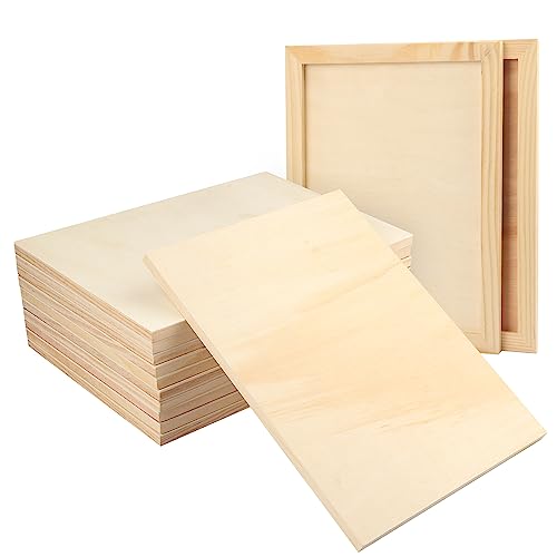 GNIEMCKIN 14 Pack Wooden Canvas Boards for Painting, 9 x 12 Inch Wood Canvas for Art Projects, Cradled Artist Panels for Oil, Acrylic, Encaustic, Wood Burning, Pouring and More - size: 14 Pack