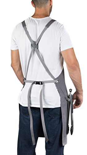 Hudson Durable Goods - Professional Grade Chef Apron for Kitchen, BBQ & Grill - color: Grey