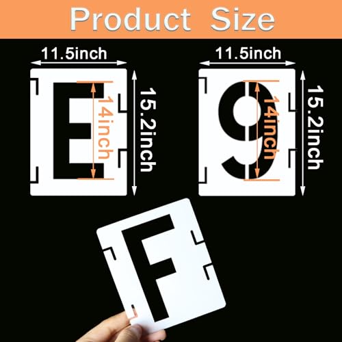 YEAJON 14 Inch Letter Stencils Symbol Numbers Craft Stencils, 42 Pcs Reusable Alphabet Templates Interlocking Stencil Kit for Painting on Wood, Wall, Fabric, Rock, Sign, DIY Art Projects - size: 14 inch