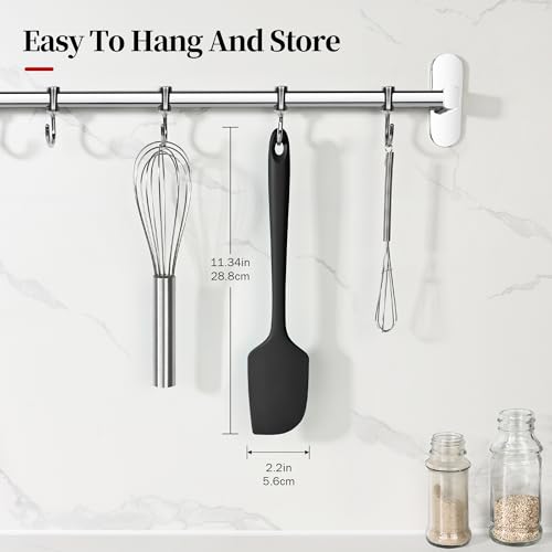 600ºF Heat Resistant Large Silicone Spatula for Baking, Black | 11.34in High Heat Food Safe Flexible Kitchen Silicone Scraper for Cooking Mixing Scraping Stirring Nonstick Cookware Pan Bowl - color: Black, size: 11.34in - Large Spatula