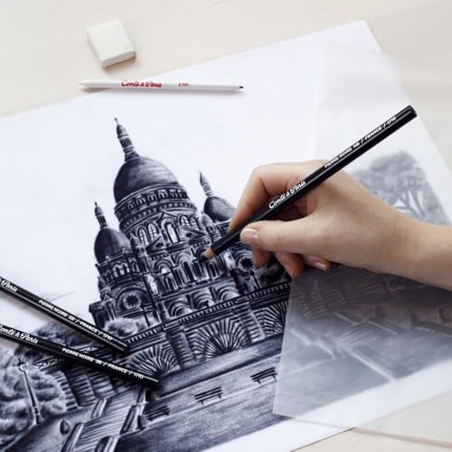 Conté à Paris 2 Count Pastel Pencils, Black | Highly Pigmented Lead, Unique Velvety Finish, Ideal for Portraits, Life Drawing & General Silhouette Work, Blendable - style: 2 Count - Black