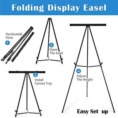 Falling in Art 63 1/2'' Lightweight Aluminum Flip Chart Display Easel Stand | Presentation Easel with Adjustable Floor for Boardroom, Whiteboard, Paper Pads, Signage, Black - style: Black 1-Pack