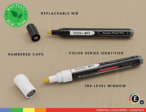 TOOLI-ART Black And White Acrylic Paint Markers Paint Pens Set For Rock Painting, Canvas, Mugs, Metal, Glass Paint, Fabric, Wood, DIY. Non Toxic, Quick Dry,Waterbas (MEDIUM) - style: MEDIUM