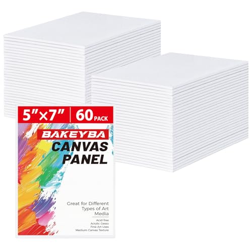 Small Painting Canvas Boards 60 Pack 5x7 Inch Kids Canvas Panels Blank White 100% Cotton for Acrylics Oil Watercolor Tempera Paints Art Class Supplies - size: 5"x7"- 60pcs