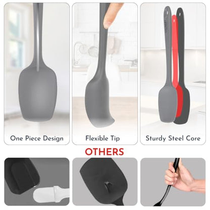 4-Piece Silicone Baking Spatula Set - Rubber Spatulas Silicone Heat Resistant, BPA-Free - Spatula Set for Nonstick Cookware - Baking Essentials - color: Gray