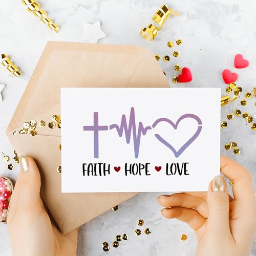 Christian Stencils for Crafts Reusable Inspirational Stencils | Bible Stencils for Canvas Bag Faith Motivational Stencil for Wood Sign Fabrics DIY Crafts Decor - style: Christian