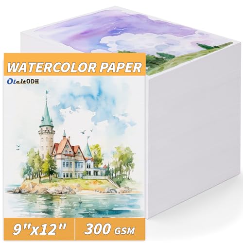 150 Sheets 100% Cotton Watercolor Paper Bulk -140LB/300GSM Art Paper-9 x 12 inch Painting & Craft Paper, Finger Paints, Watercolor, Tempera, Drawing, Art Room & Home School Crafts - style: 9x12in-140LB/300GSM