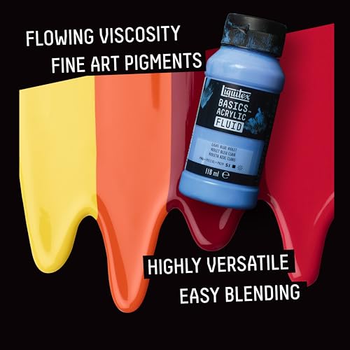 Liquitex BASICS Acrylic Fluid Paint, 6 x 118ml (4-oz.) Bottle Set | Super Versatile, Fine Art Pigments; Fluid Consistency, Vibrant satin colors, Permanent, Lightfast, Water-Resistant Finish - style: 12 x 118ml (4-oz.)