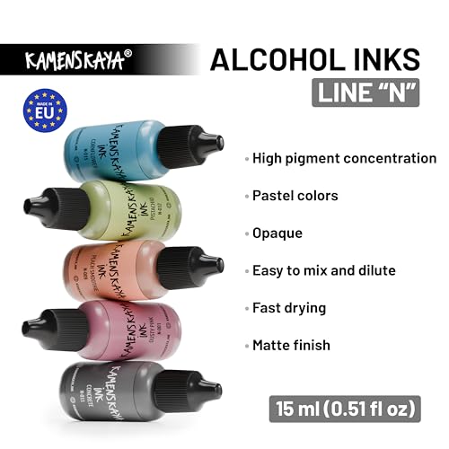 Alcohol Ink Set - 34 Color Variations - Set #29-4 Alcohol Inks x 0.51 fl oz (15 ml) | Highly Pigmented Pastel Colors, Lightfast, Opaque and Matte – For Painting and Epoxy Resin – Made in the EU - color: 29, style: Pastel inks
