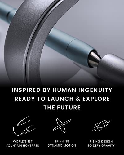 novium Hoverpen Future - Luxury Fountain & Rollerball Pen All-In Gift Box | Schmidt Nib (Fine), Converter, Extra Refill, Aerospace Metal, Best Pen Gift Set for Men & Women (Mist Blue) - color: Mist Blue, style: 2-In-1 Set
