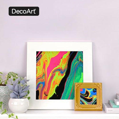 DecoArt Fluid Art Ready-to-Pour Paint Set – Neon Blast Colors, Set of 6 (4 fl oz Bottles) – Neon Acrylic Pouring Paints for Canvas, Wood & Fluid Art DIY Projects - color: Multi- Neon Blast